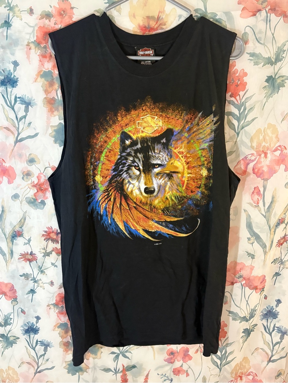 Vintage Harley-Davidson Men’s Black Sleeveless Graphic Wolf T-Shirt